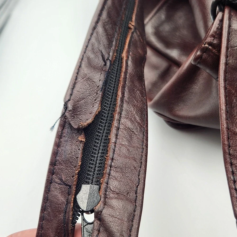 Vintage Brown Leather Sling Backpack Purse Made‎ in Mexico Teardrop Bag